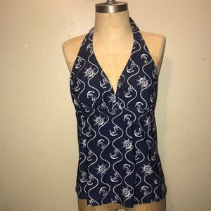 Tropical escape,blue navy tankini swimwear.size 10